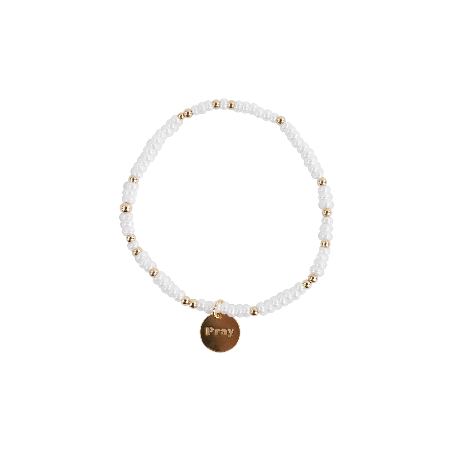 Beaded Blondes Pray Sprinkle Charm Bracelet - White
