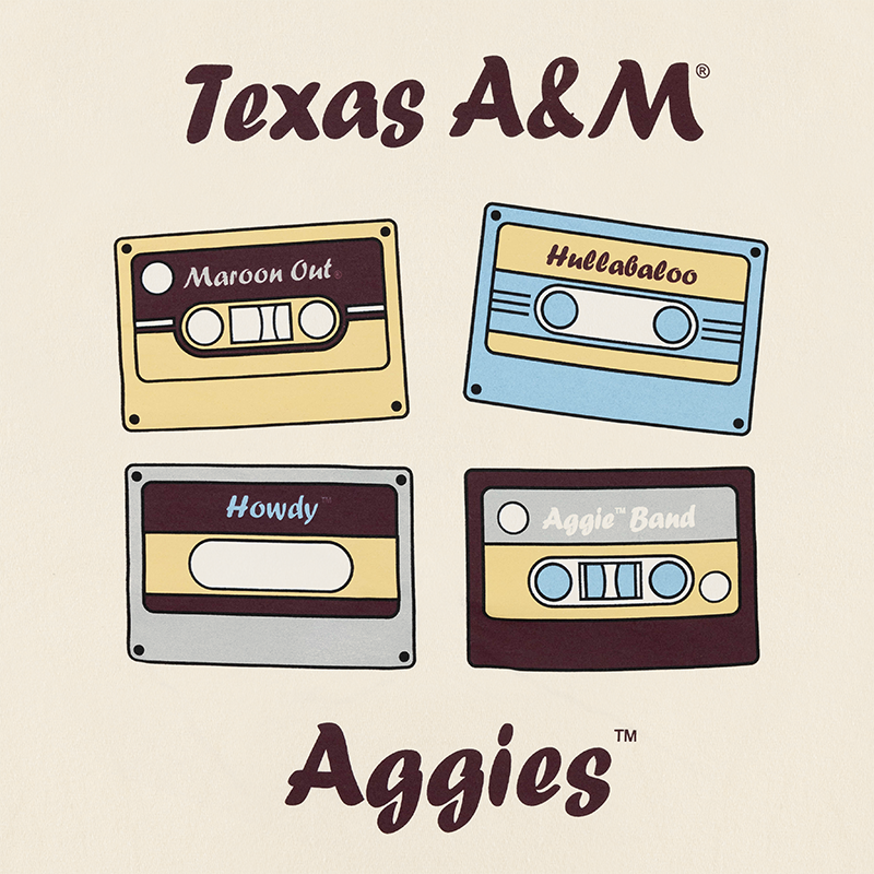 Texas A&M Aggies Cassette Tapes T-Shirt - Beige