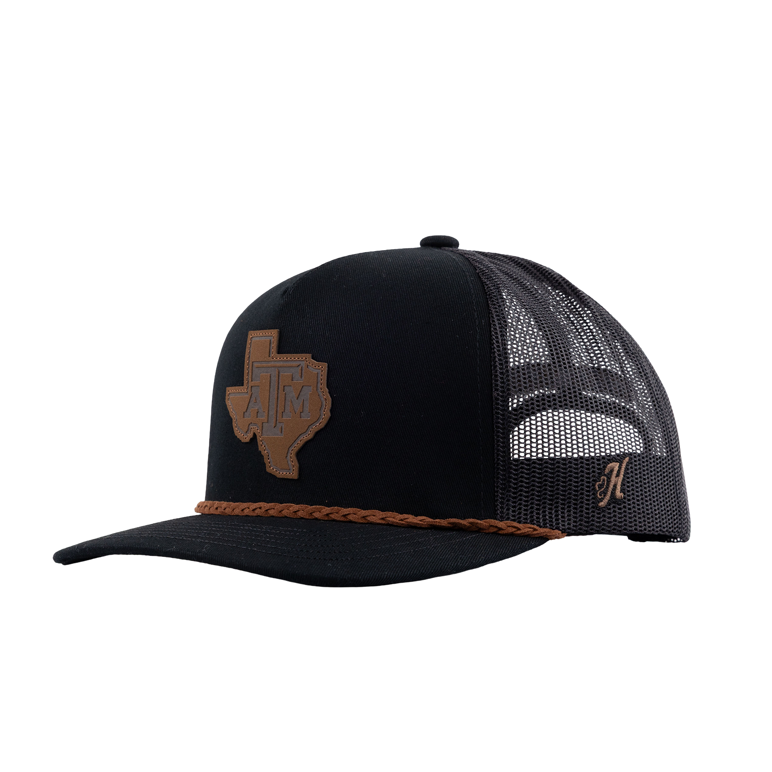 Texas A&M Hooey Lonestar Leather Patch Rope Cap - Black