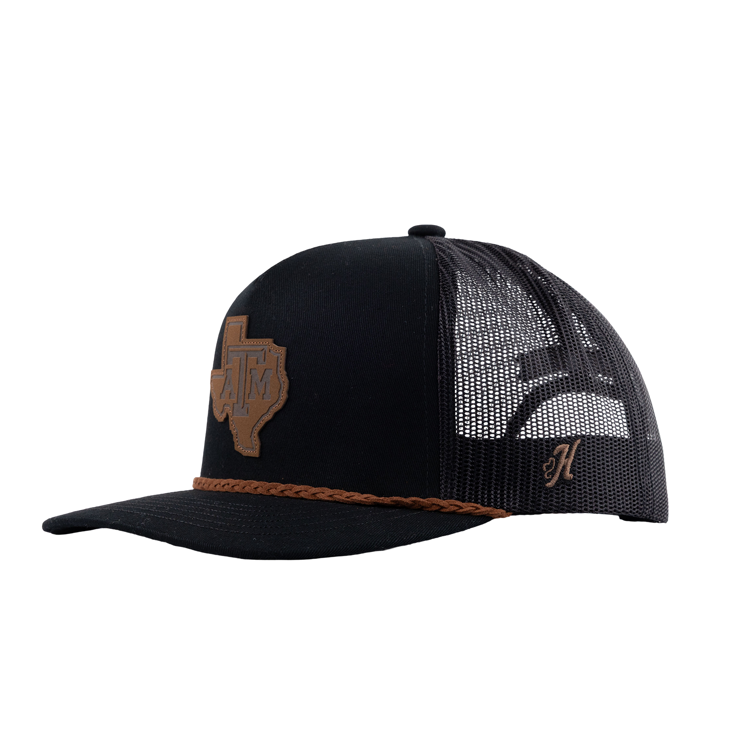 Texas A&M Hooey Lonestar Leather Patch Rope Cap - Black