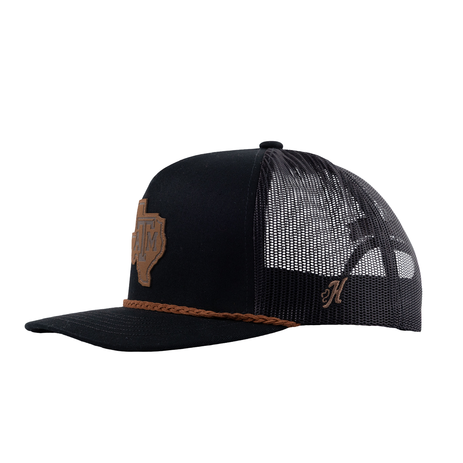 Texas A&M Hooey Lonestar Leather Patch Rope Cap - Black
