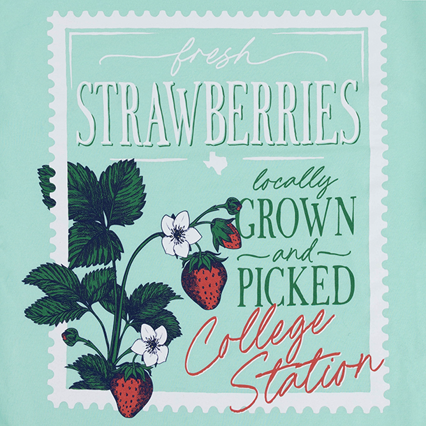 Texas Aggies Fresh Grown Strawberries Hanes T-Shirt - Green