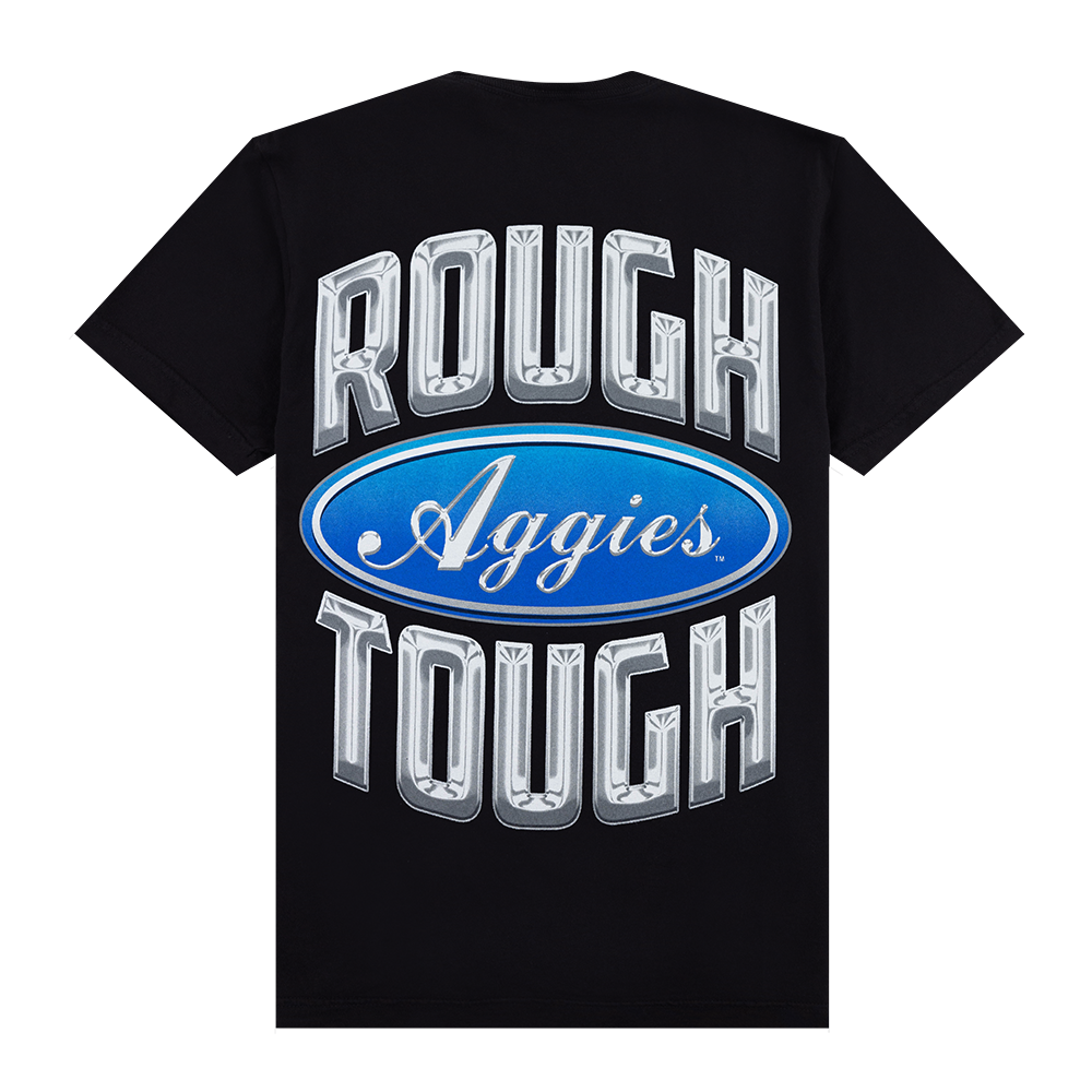 Aggies Rough Tough Silver Emblem Pocket T-Shirt - Black