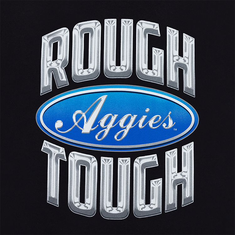 Aggies Rough Tough Silver Emblem Pocket T-Shirt - Black