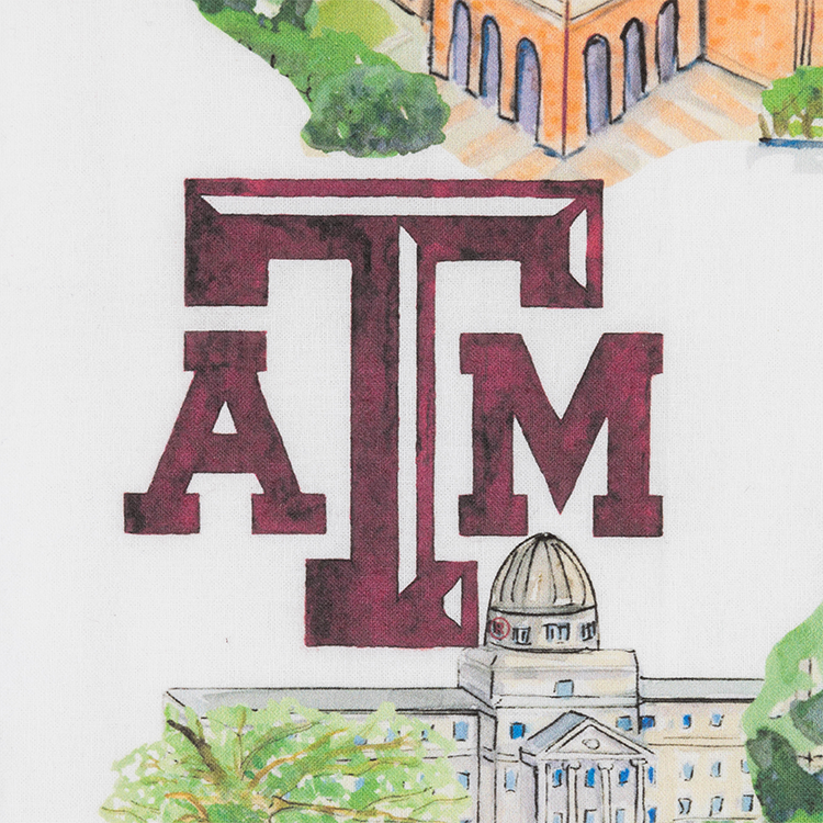 Texas A&M Valiant Landmark Tea Towel