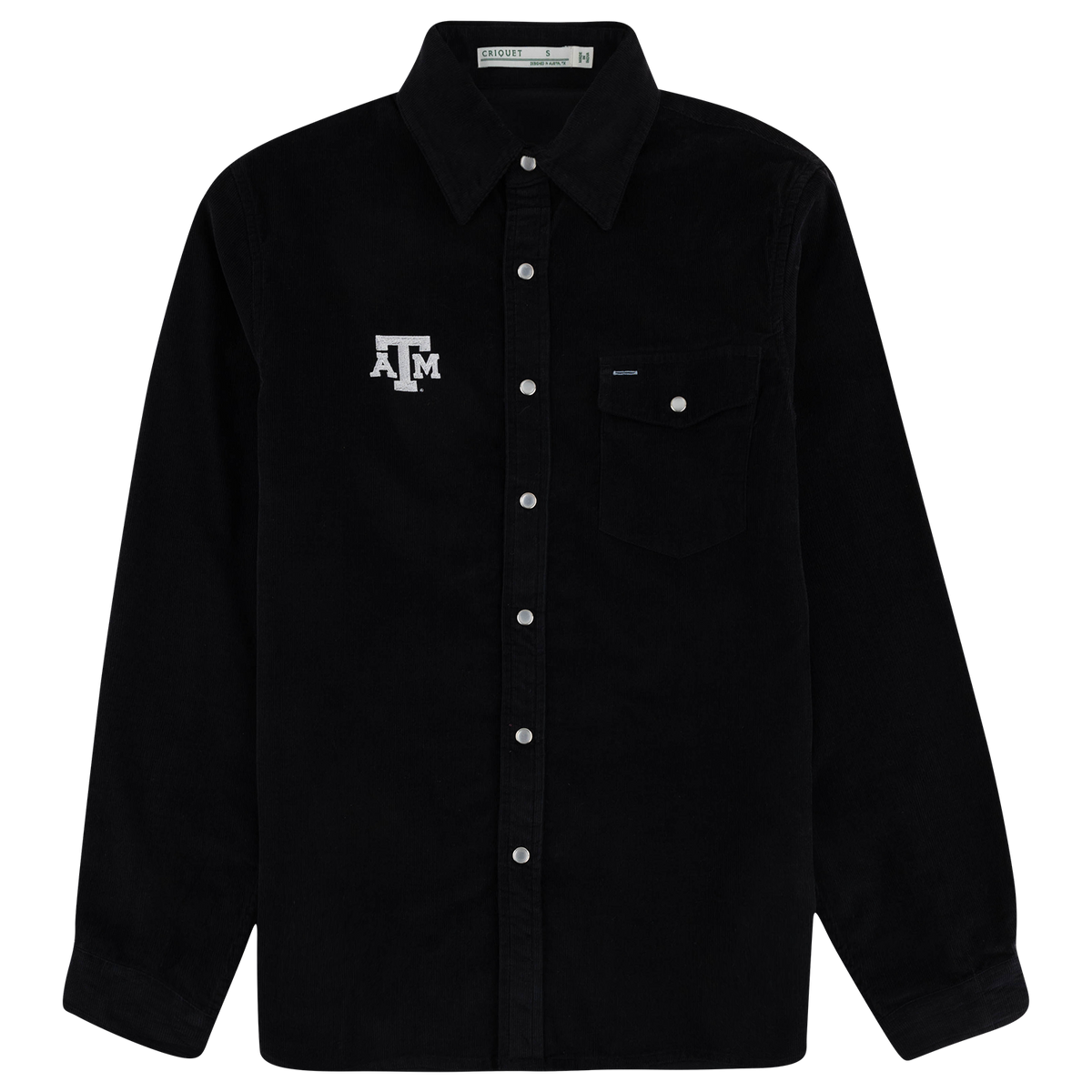 Texas A&M Criquet Corduroy Pearl Snap Long Sleeve - Black