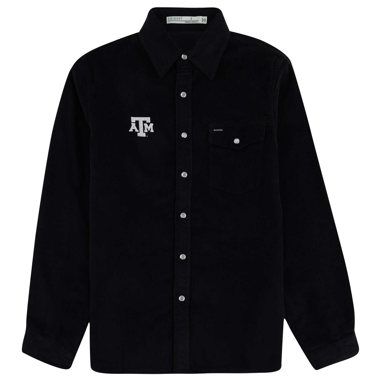 Texas A&M Criquet Corduroy Pearl Snap Long Sleeve - Black