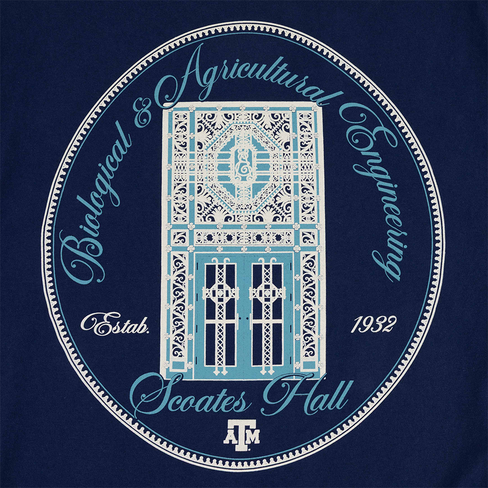 Texas A&M Hanes Scoates Hall T-Shirt - Blue