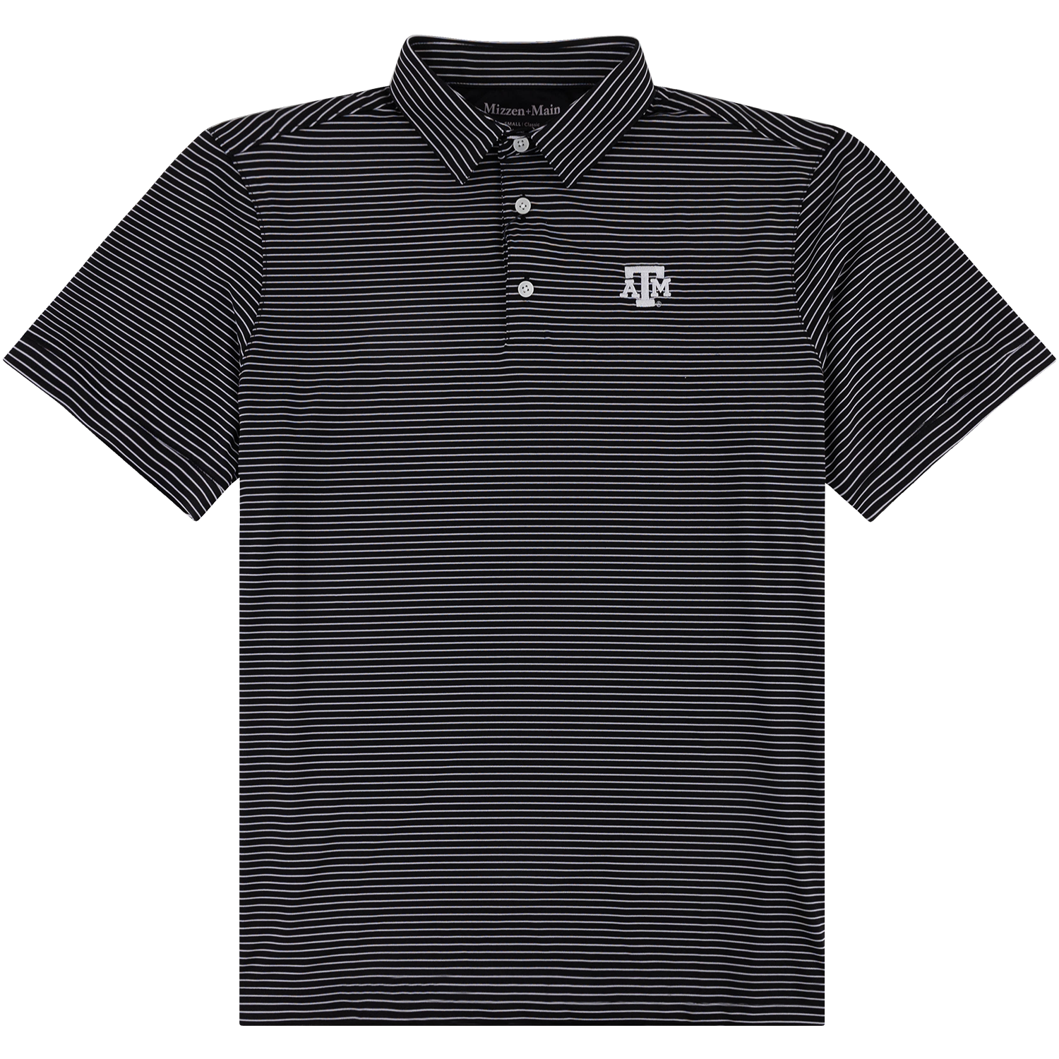 Texas A&M Mizzen + Main Striped Versa SS Polo - Black