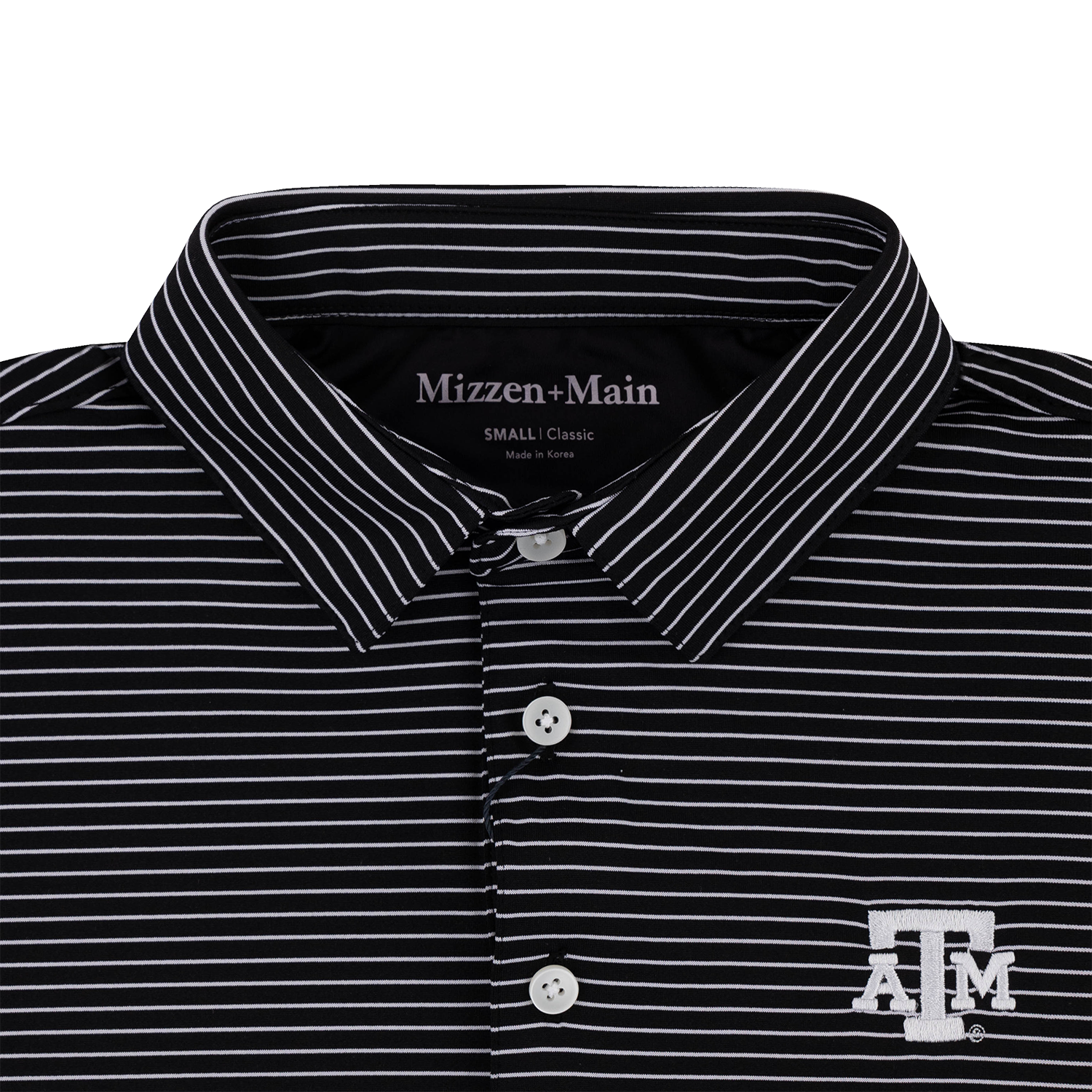 Texas A&M Mizzen + Main Striped Versa SS Polo - Black