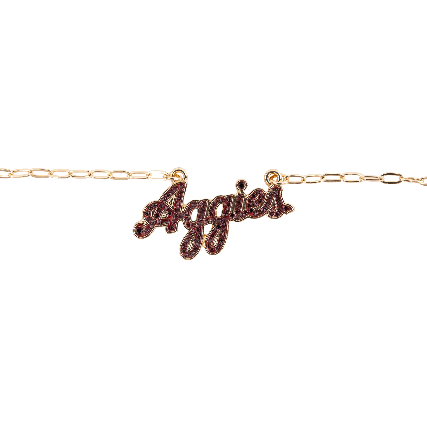 Script Aggies CANVAS Pave Outline Necklace - Gold