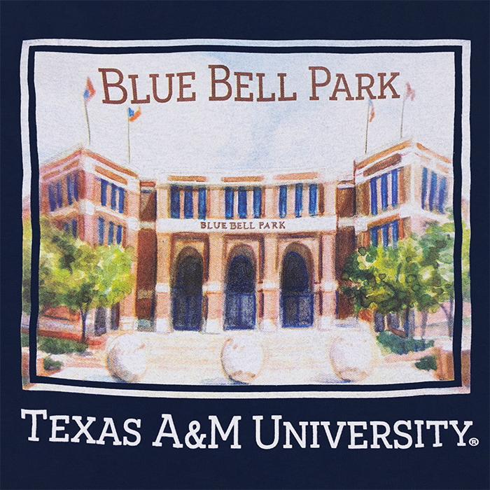 Texas A&M Olsen Field Watercolor T-Shirt - Blue