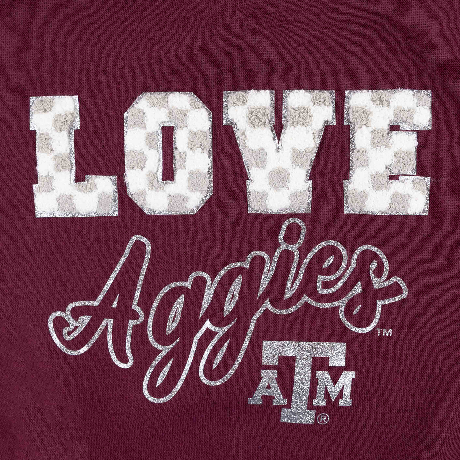 Texas A&M Colosseum Toddler Checkered Love Crewneck - Maroon