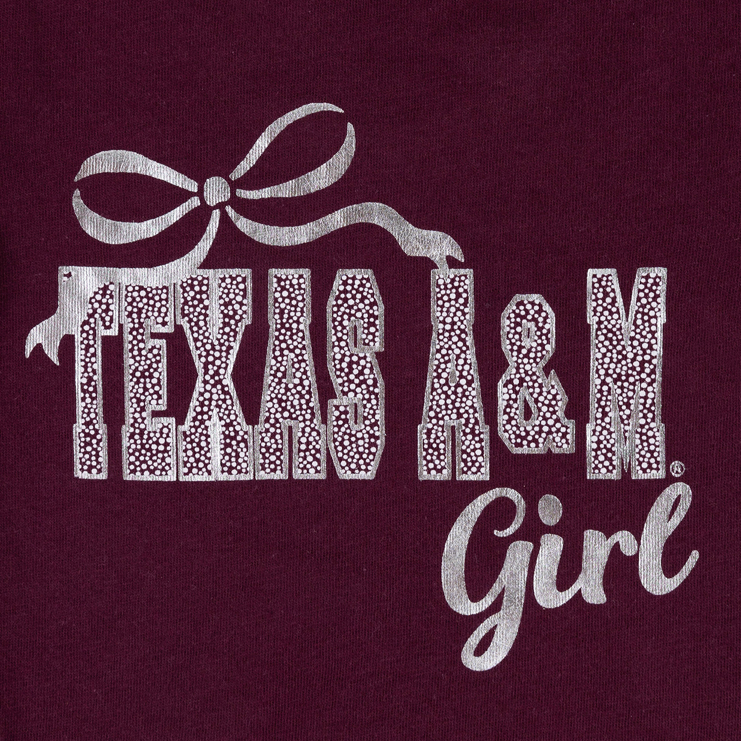 Texas A&M Colosseum Infant Girls Foil Bow Onesie - Maroon