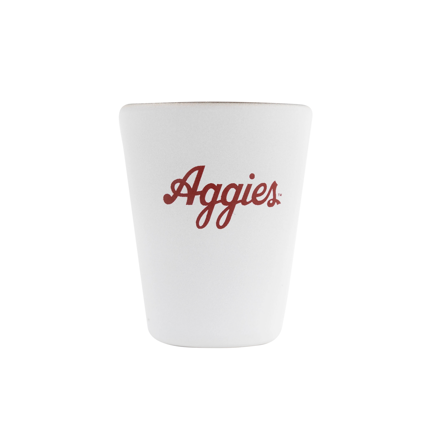 Script Aggies 1.5 oz Metallic Gold Interior Shot Glass - White