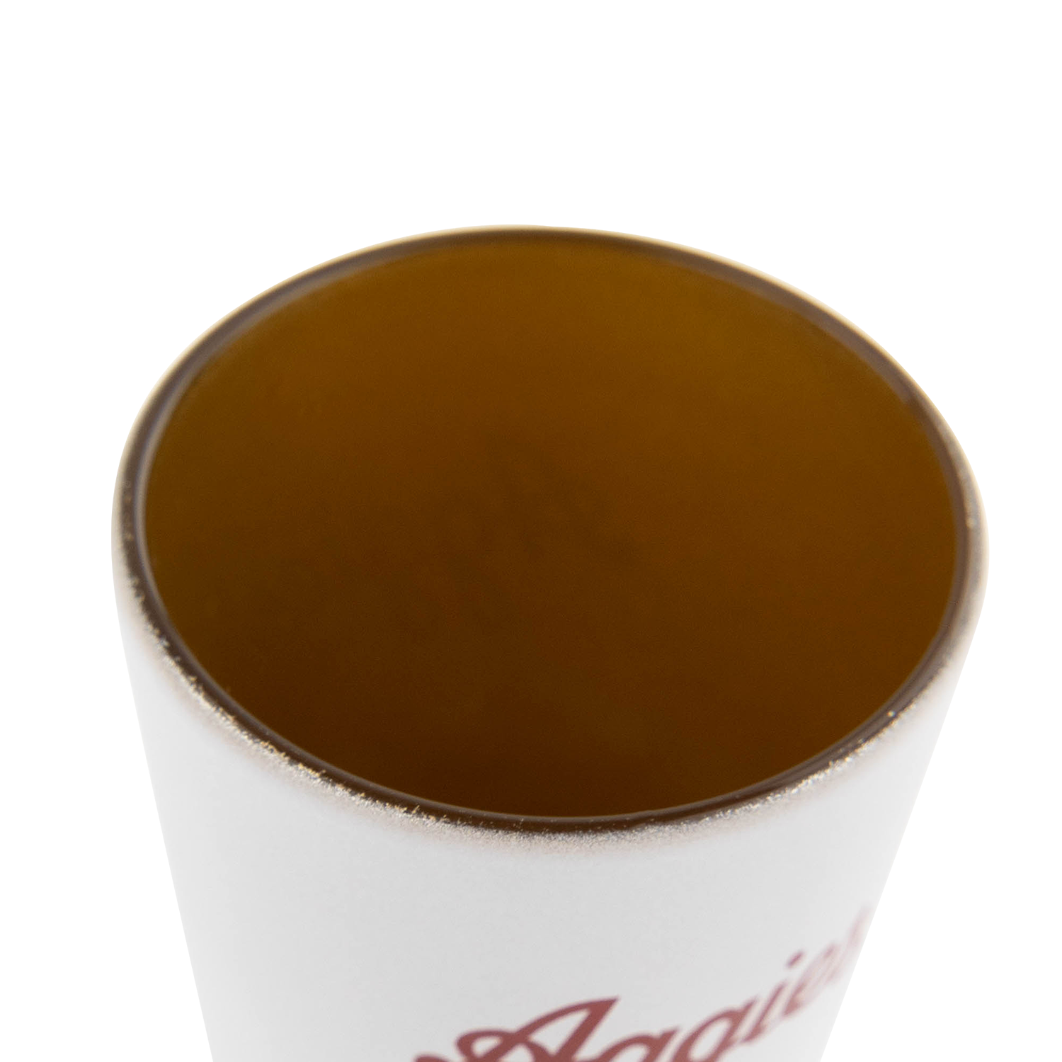 Script Aggies 1.5 oz Metallic Gold Interior Shot Glass - White