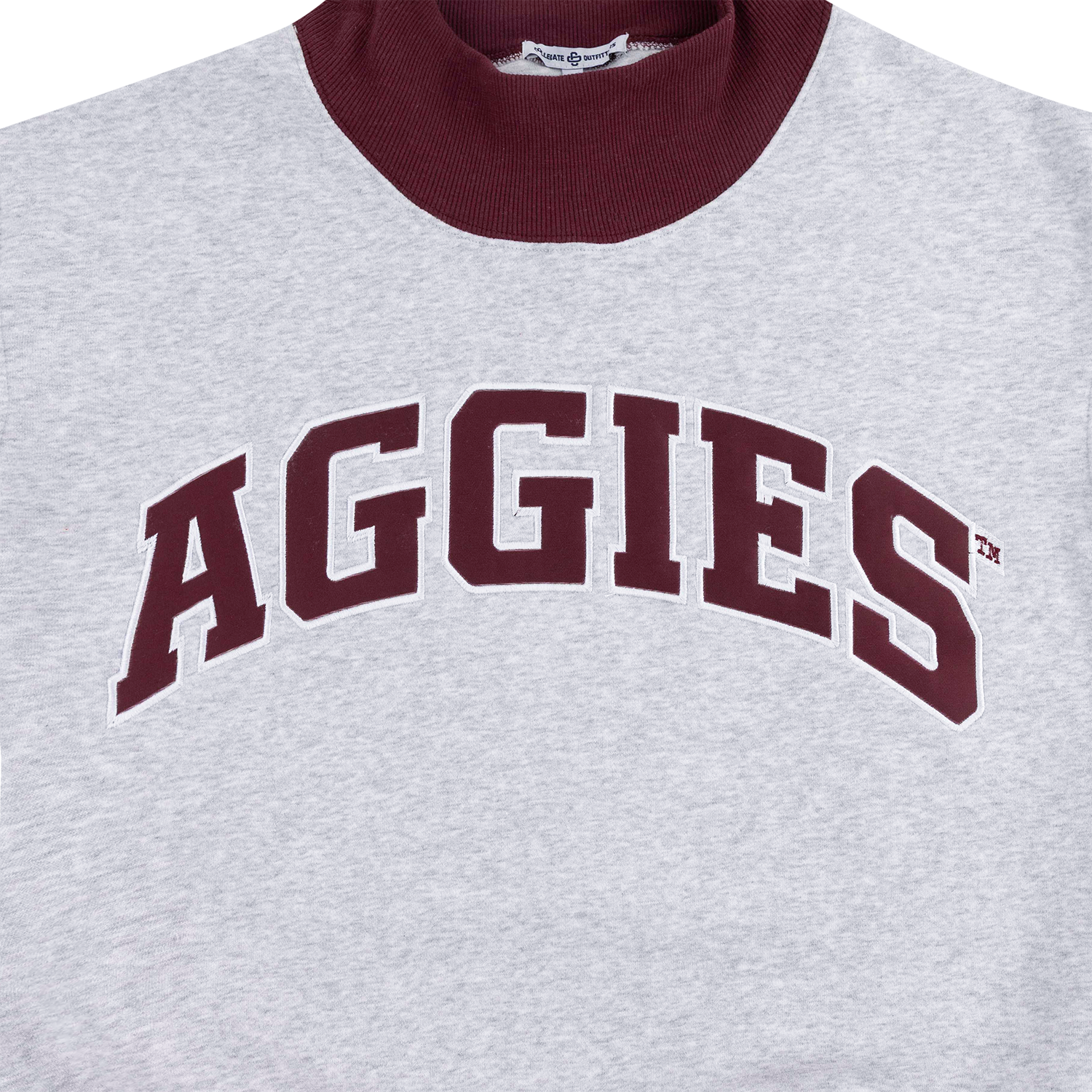 Aggies Collegiate Outfitters Maroon Lined Mock Neck Sweatshirt - Gray