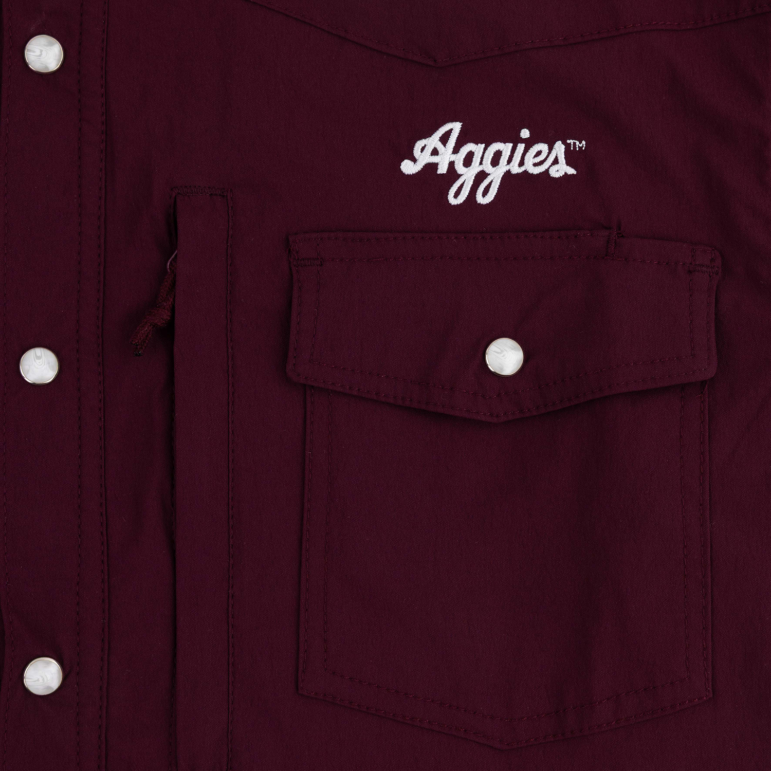 Script Aggies Collegiate Outfitters Dockside Pearl Button Down - Maroon