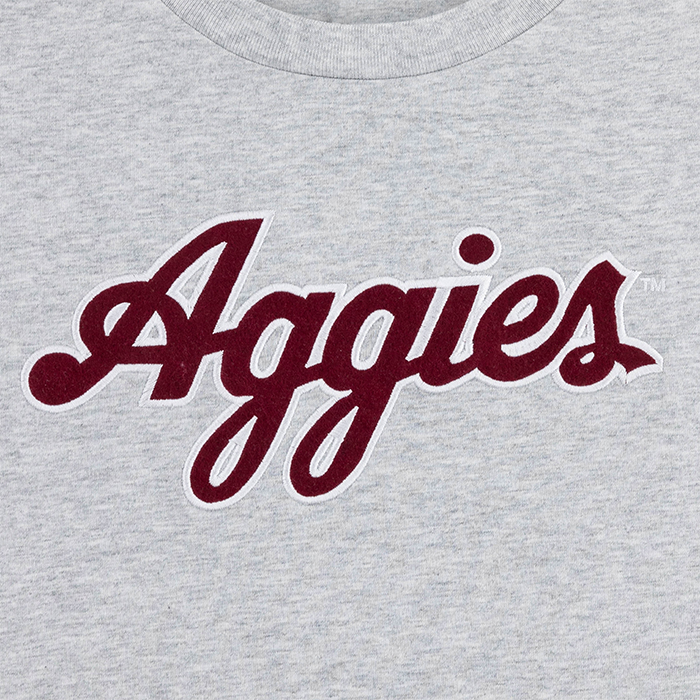 Script Aggies Collegiate Outfitters Felt T-Shirt - Gray