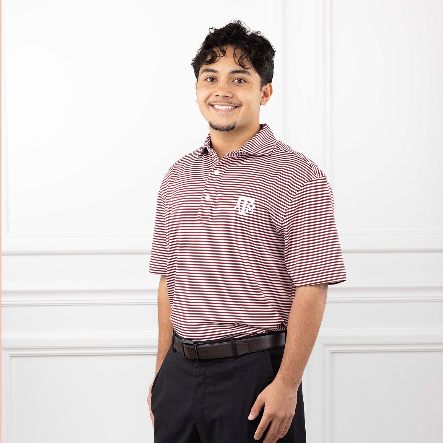 Texas A&M Turtleson Hardy Striped Polo - Maroon
