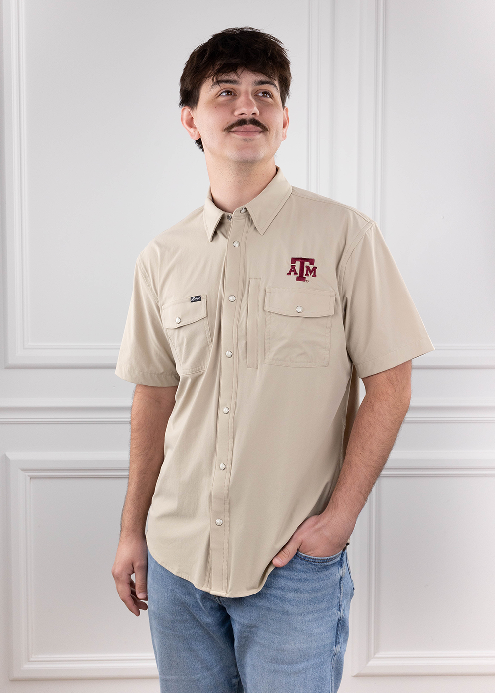 Texas A&M Snaps Clothing Short Sleeve Tailgater - Beige
