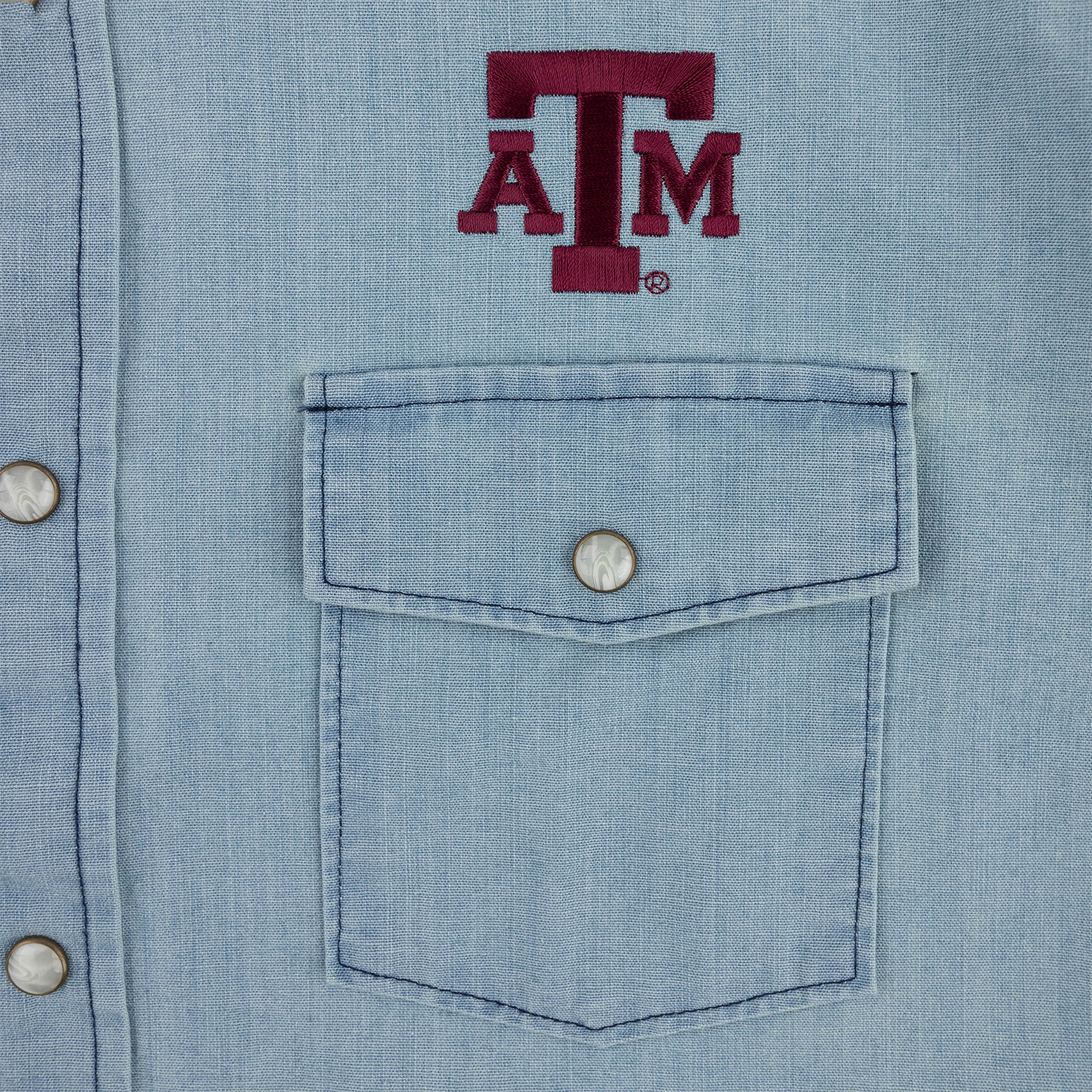 Texas A&M Pearl Snap Long Sleeve Shirt - Denim