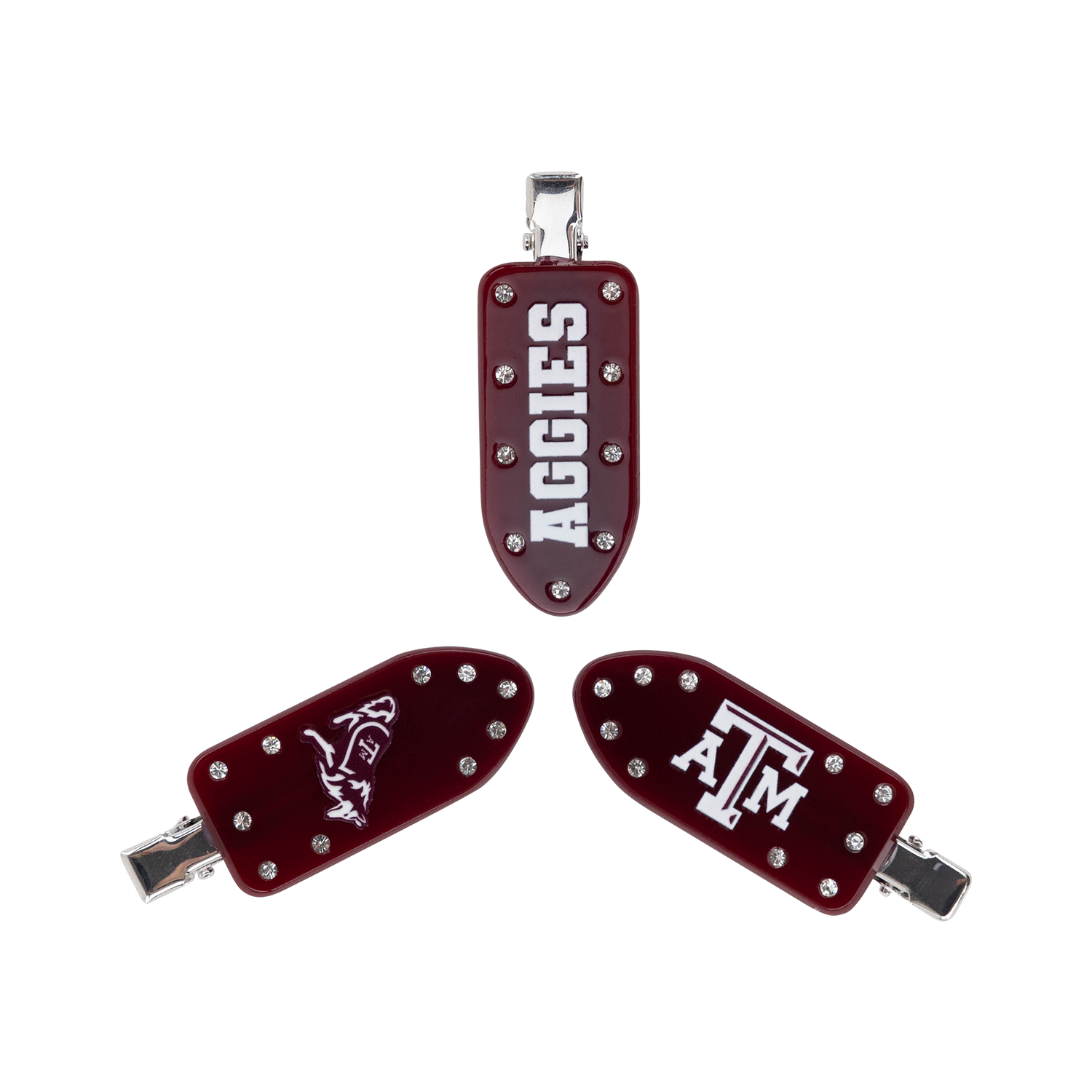 Texas A&M Baublebar Rhinestone Clip Set