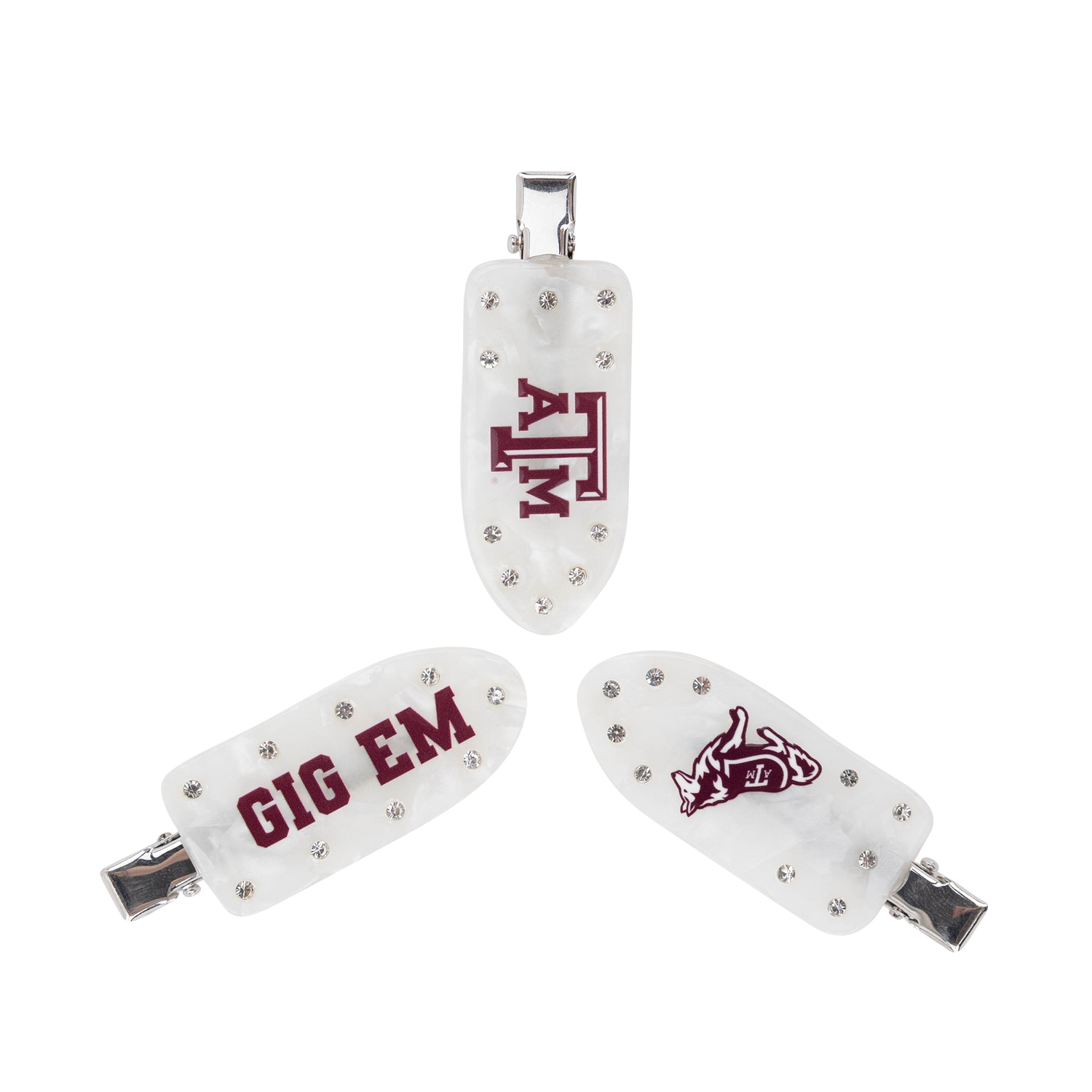Texas A&M Baublebar Rhinestone Clip Set
