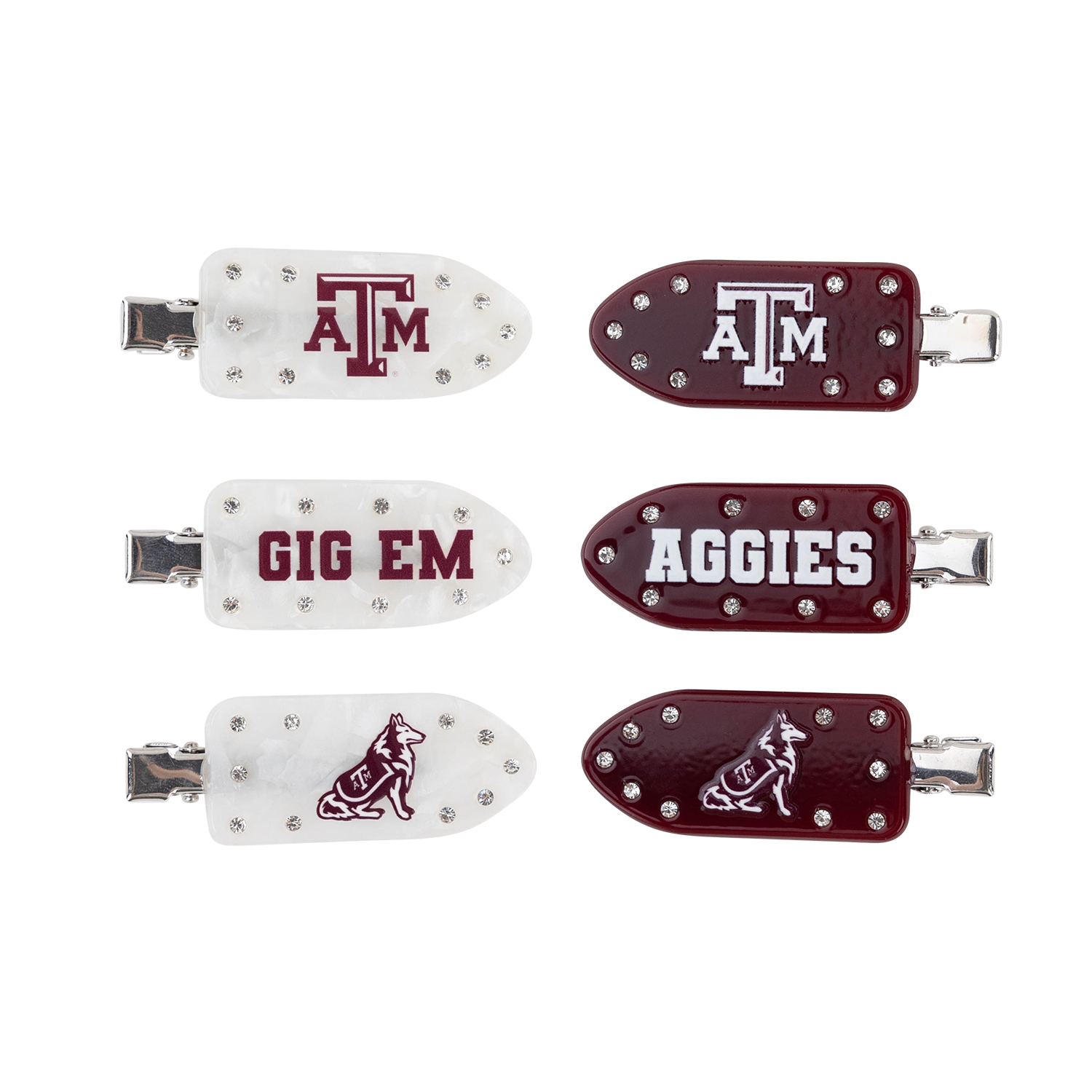 Texas A&M Baublebar Rhinestone Clip Set