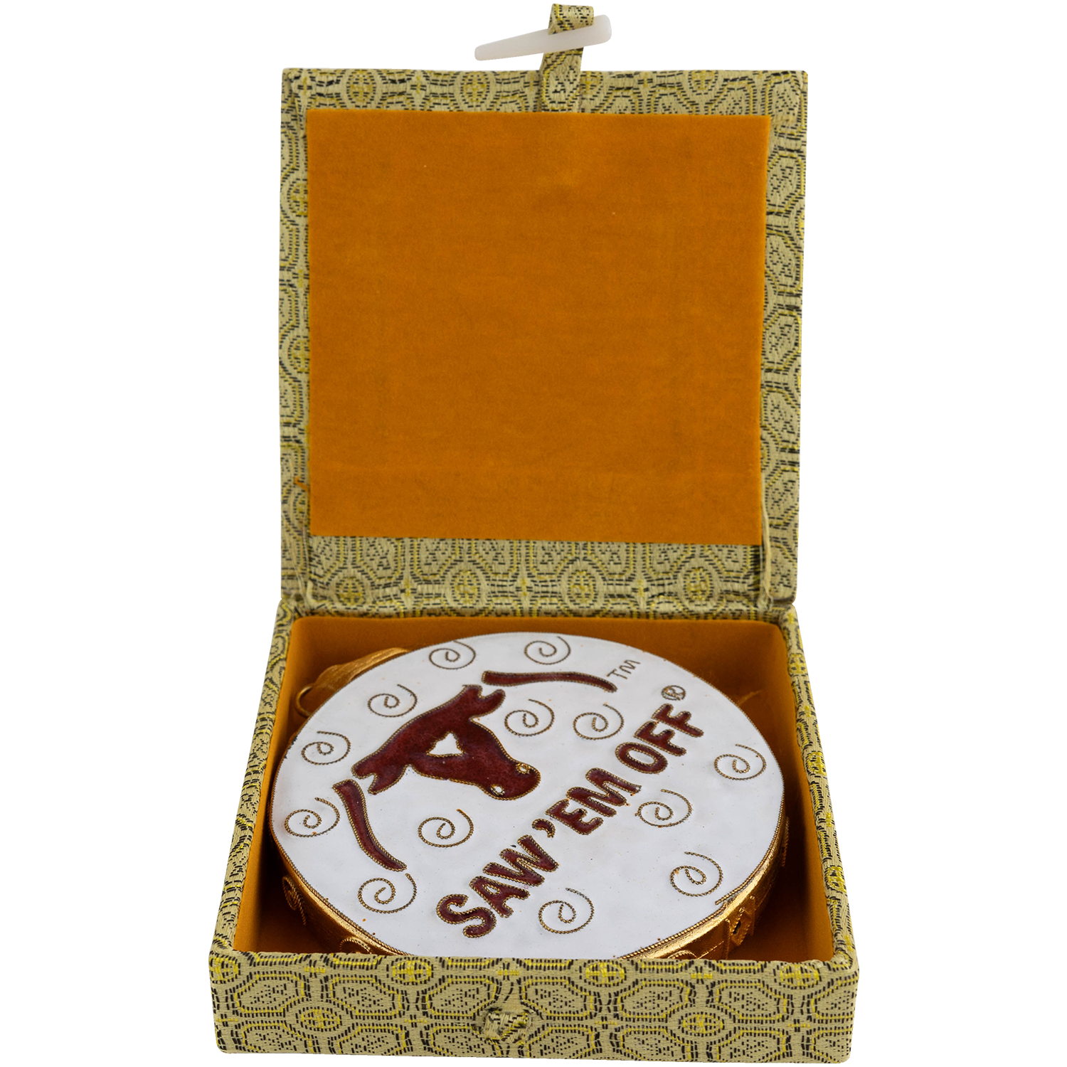 Saw 'Em Off Kitty Keller Round Ornament - White