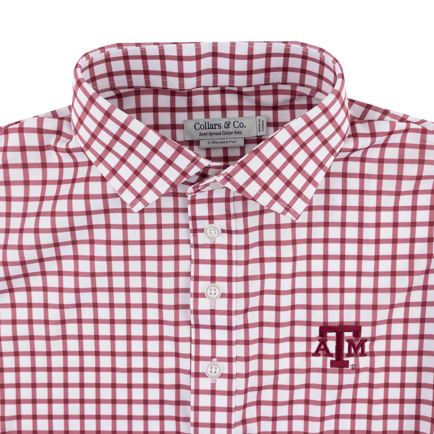 Texas A&M Collars & Co Windowpane Polo - Maroon