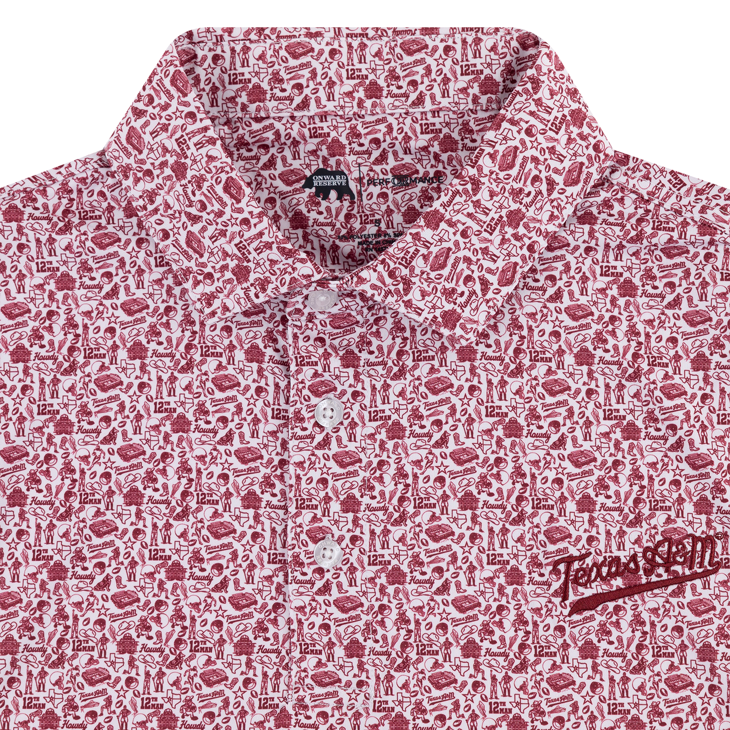Script Texas A&M Onward Reserve Icons Polo - Maroon