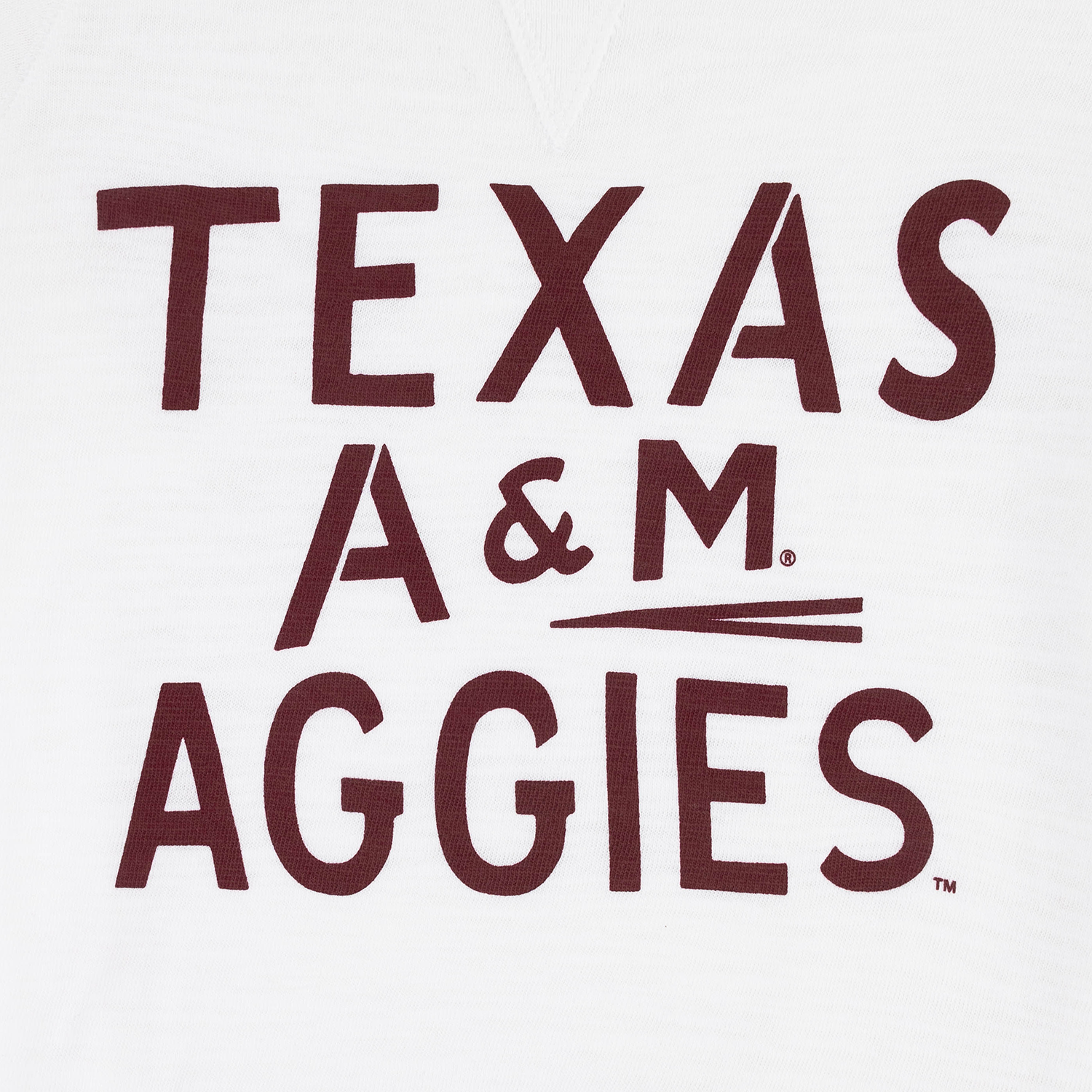 Texas A&M Sunwashed Slub Crewneck Long Sleeve - White