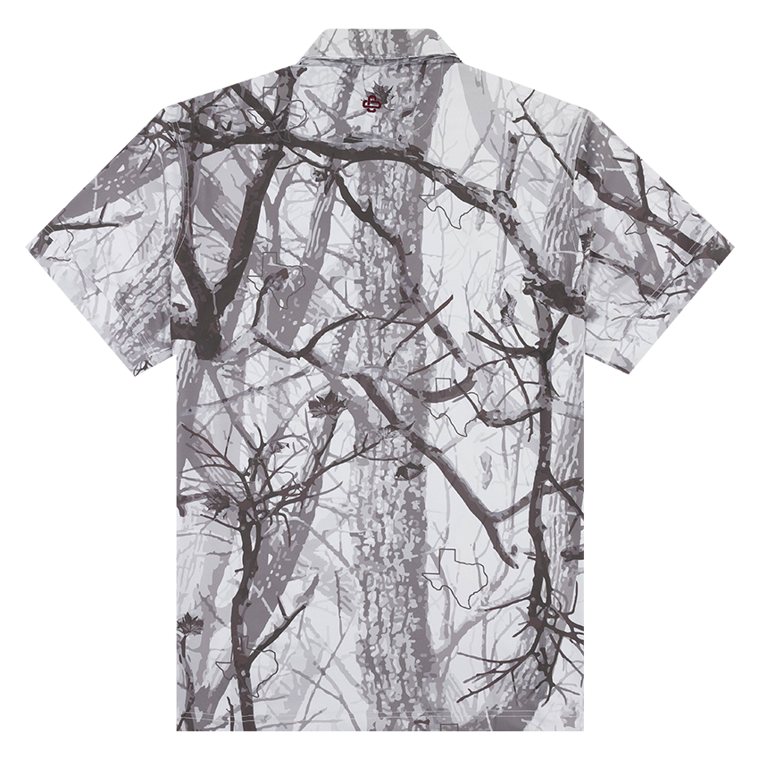 Woodlands camo polo back with brand logo