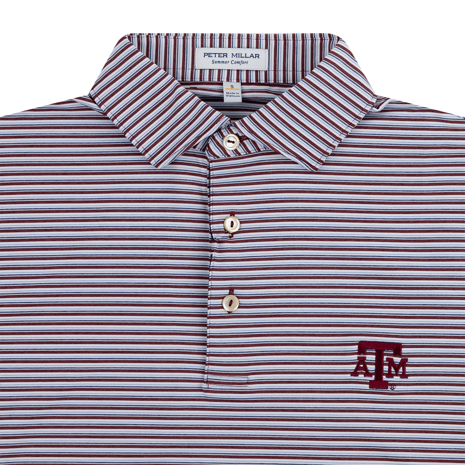 Texas A&M Peter Millar Brooks Stripe Performance Polo