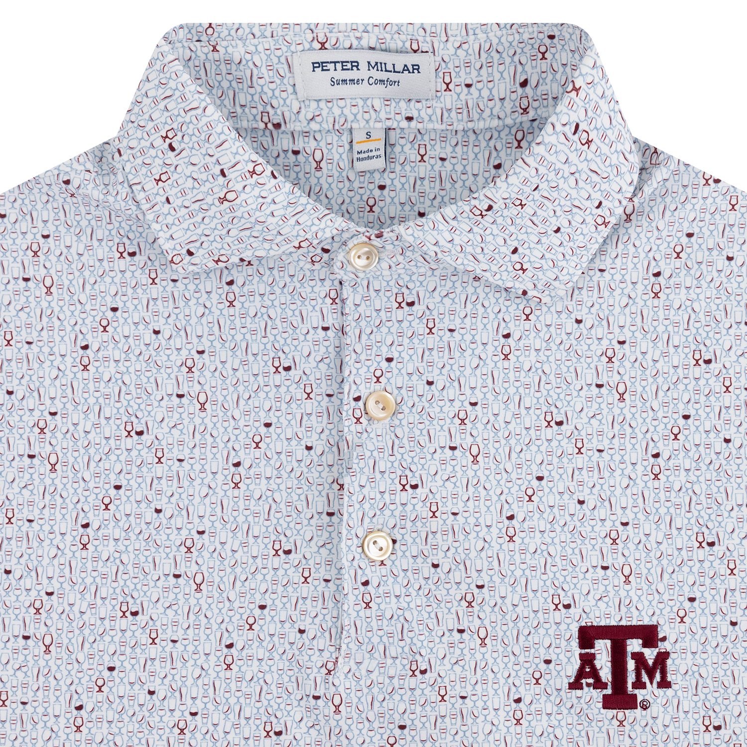 Texas A&M Peter Millar Glassware Performance Polo - White