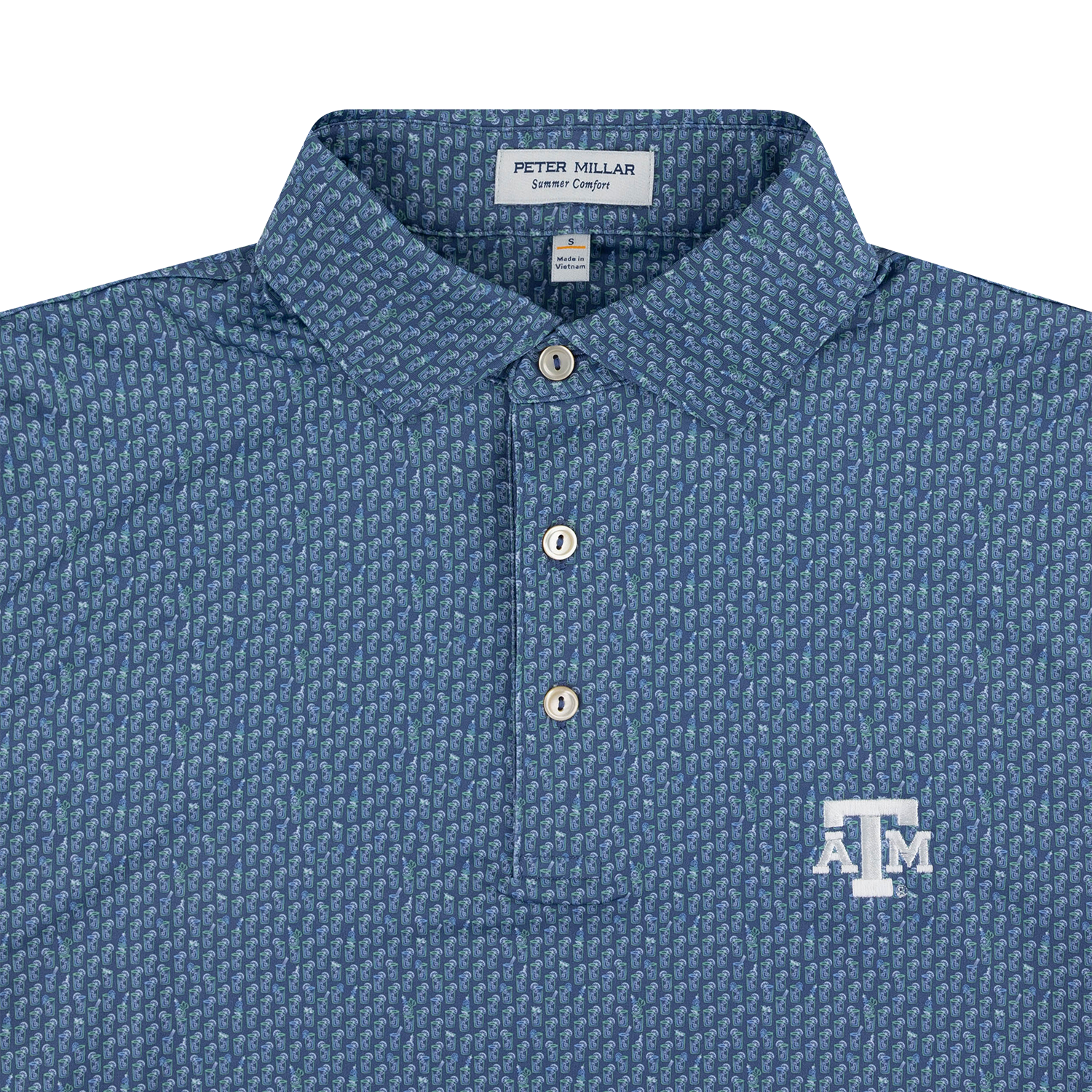Texas A&M Peter Millar Bloody Mary Performance Polo - Blue