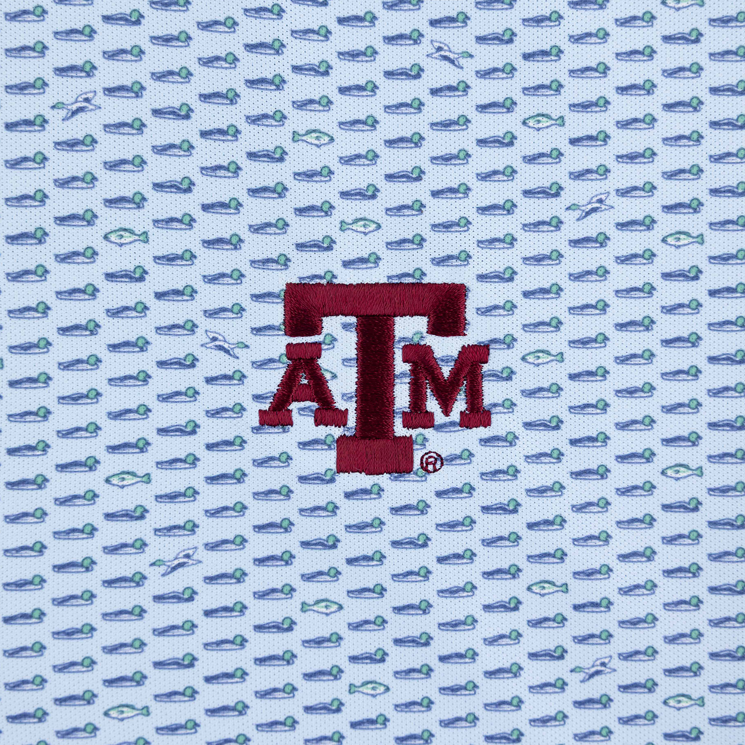 Texas A&M Peter Millar Duck Season Performance Mesh Polo - Blue