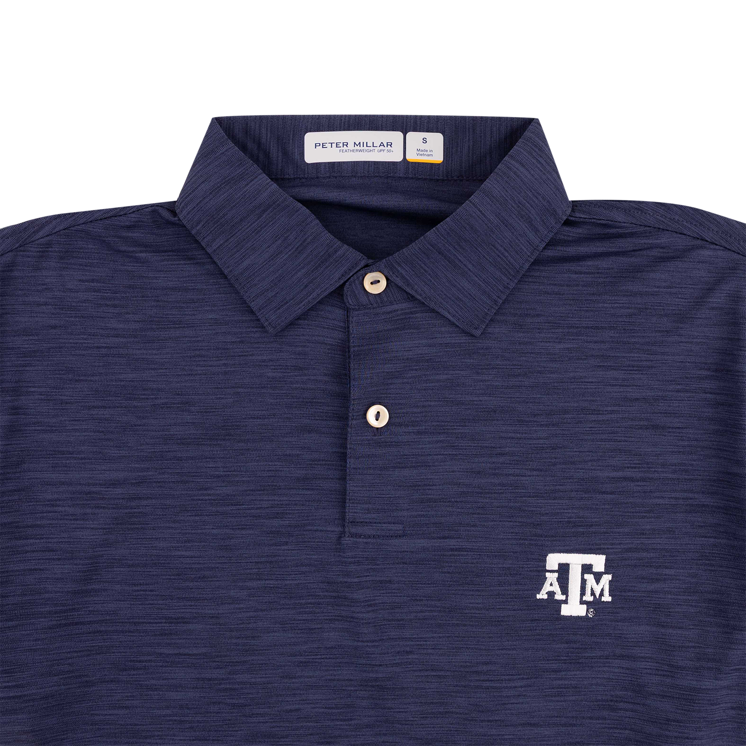 Texas A&M Peter Millar Featherweight Melange Polo - Navy