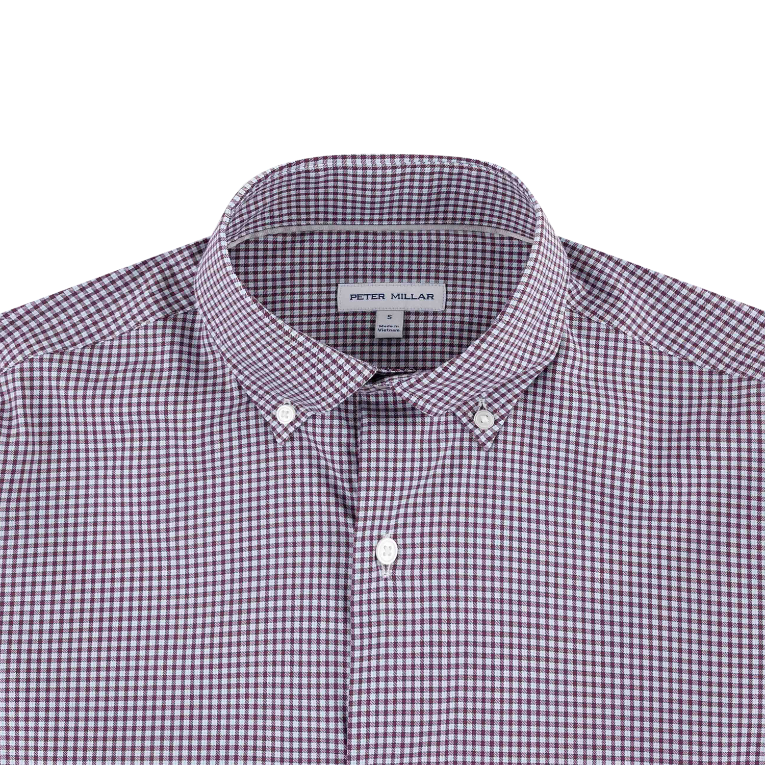 Peter Millar Mens Gingham Button Down - Maroon