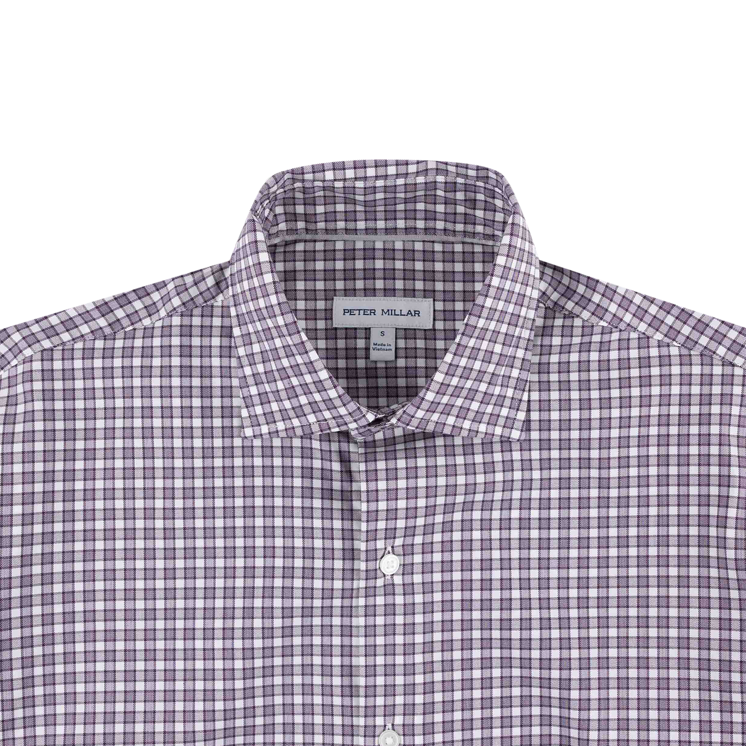 Peter Millar Mens Gingham Button Down - Gray