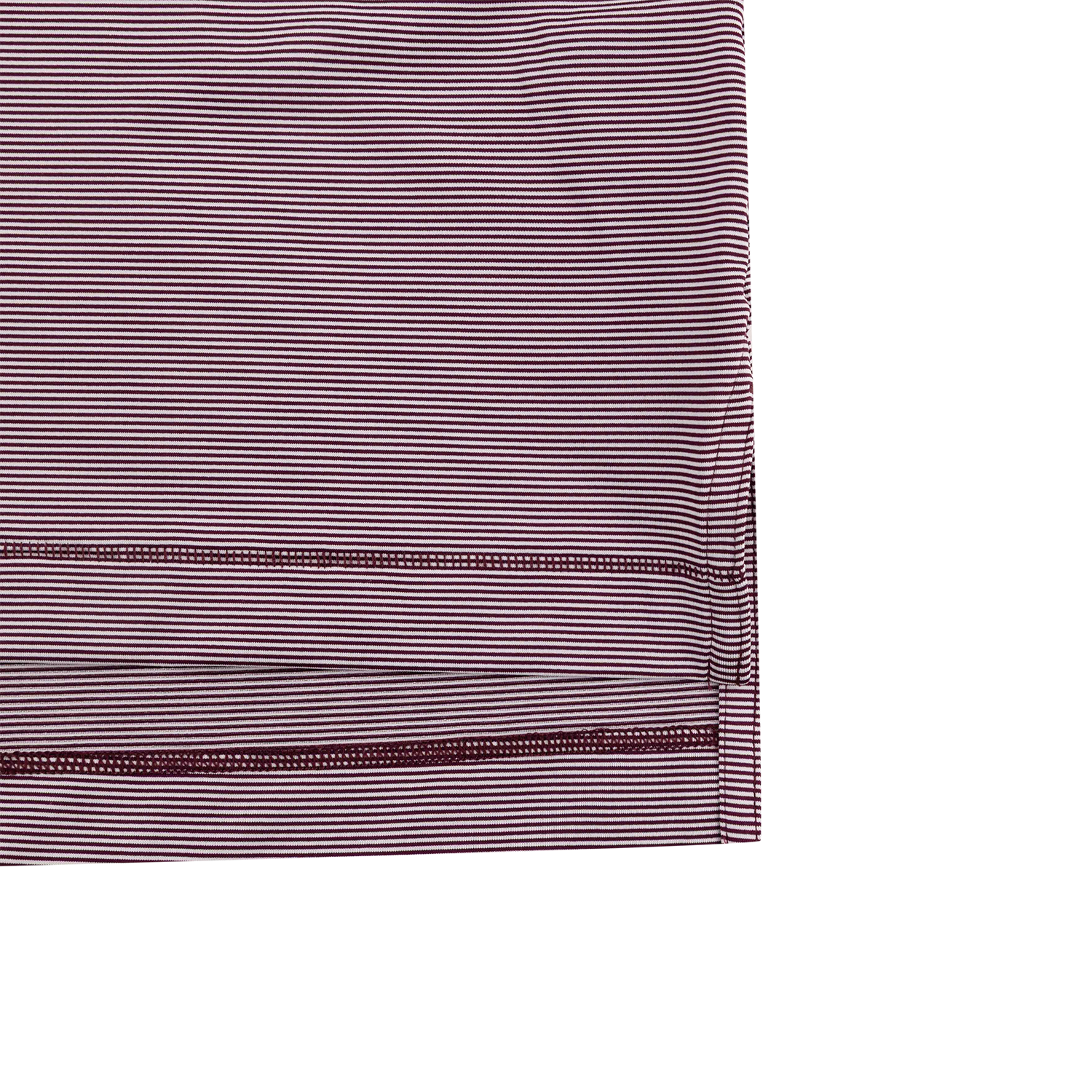 Close up of maroon and white stripe design and stitching