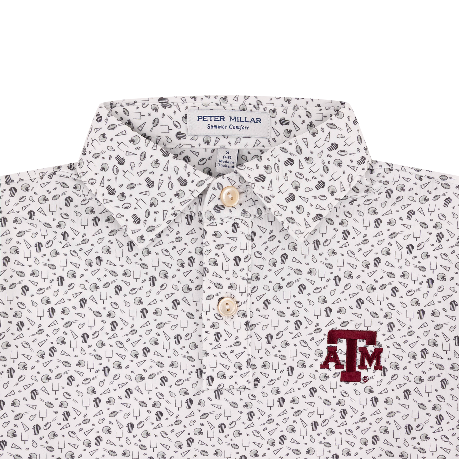 close up of collar and logo from all over youth polo