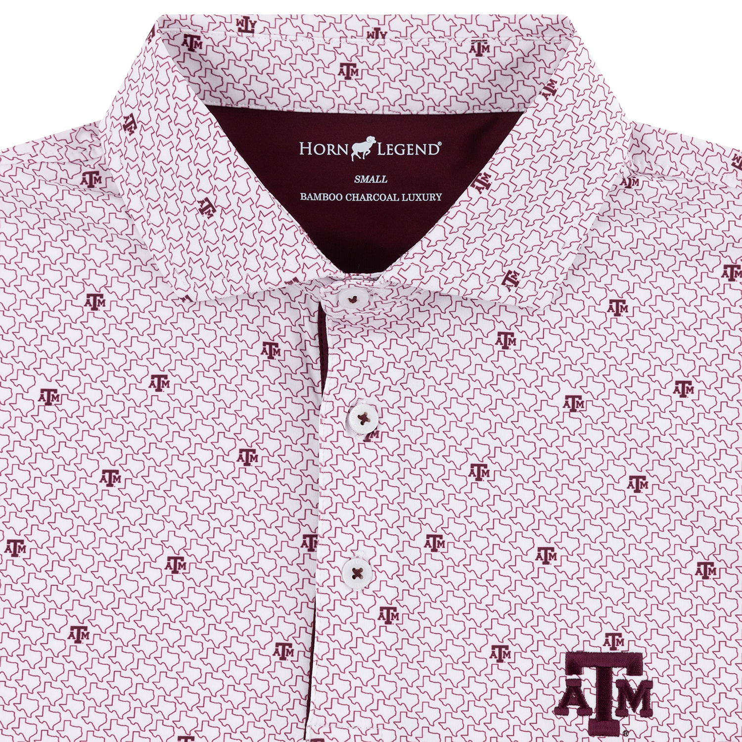 Texas A&M Horn Legend All over Texas Polo - White