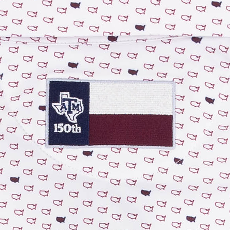 Texas A&M Horn Legend U.S Outline Polo - White