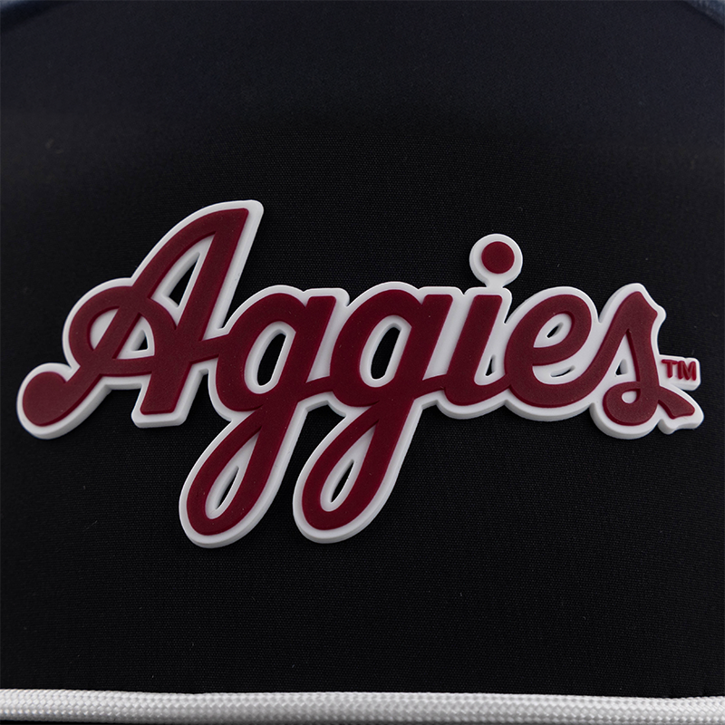 Aggies Script Branded Bills Curved 5 Panel Mesh Hat - Black