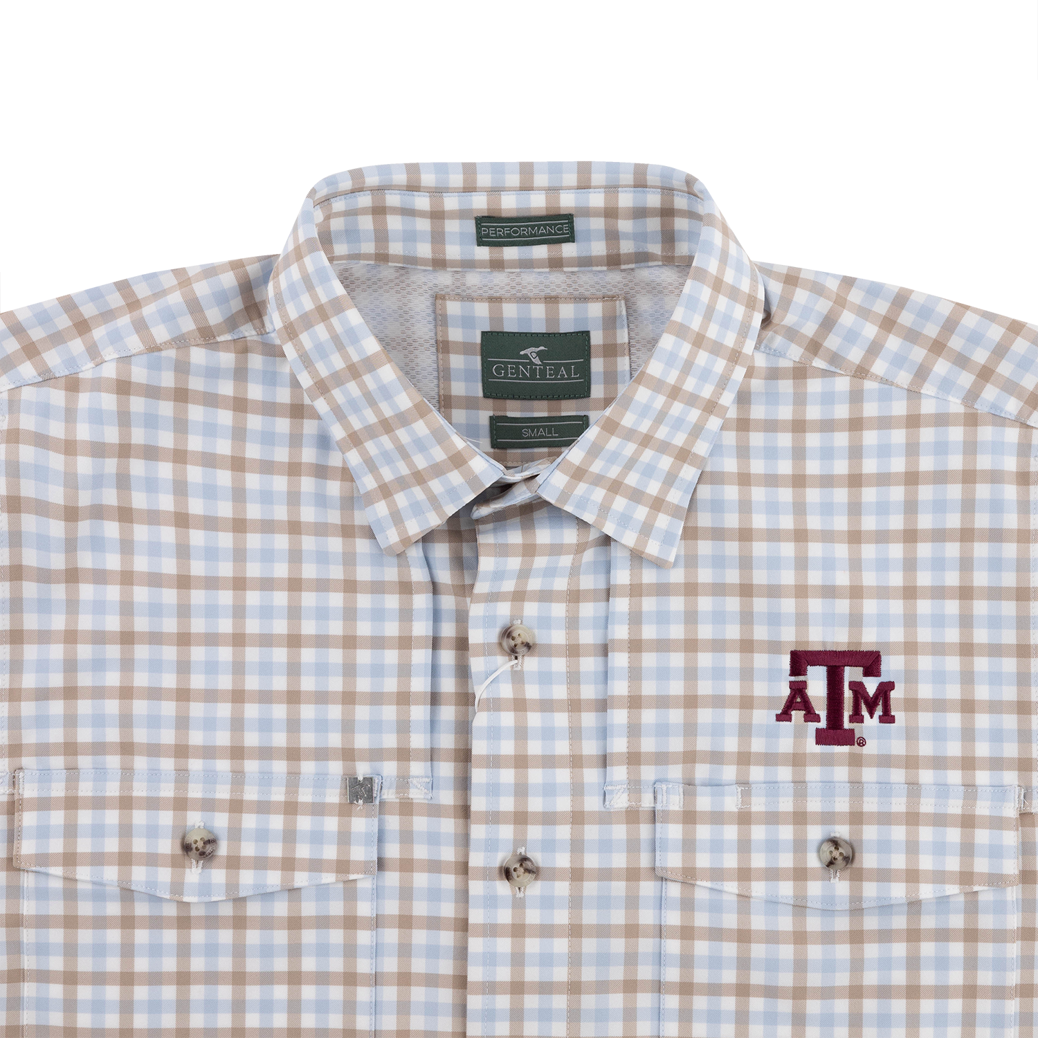 Texas A&M Plaid Button Down Performance Shirt - Blue