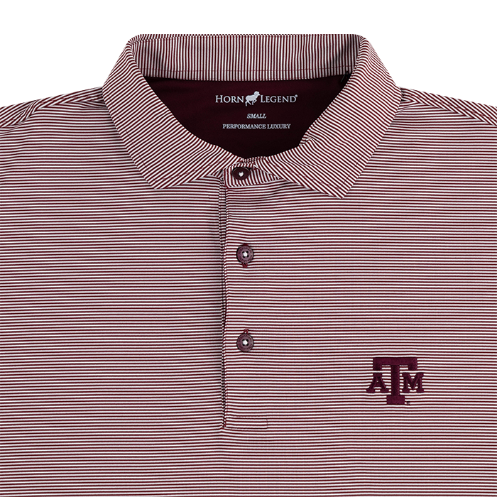 Texas A&M Horn Legend Micro Stripe Polo - Maroon