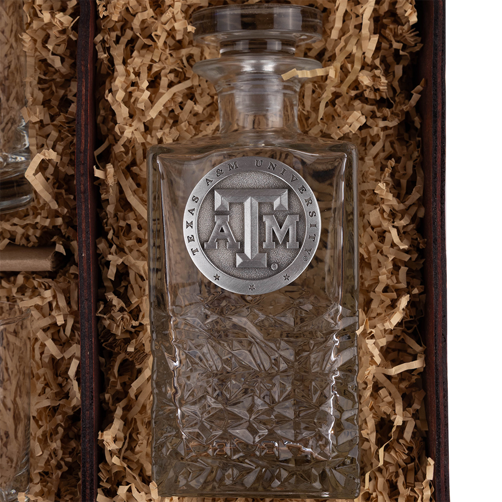 Texas A&M Heritage Decanter Chest Set of 2 Glasses