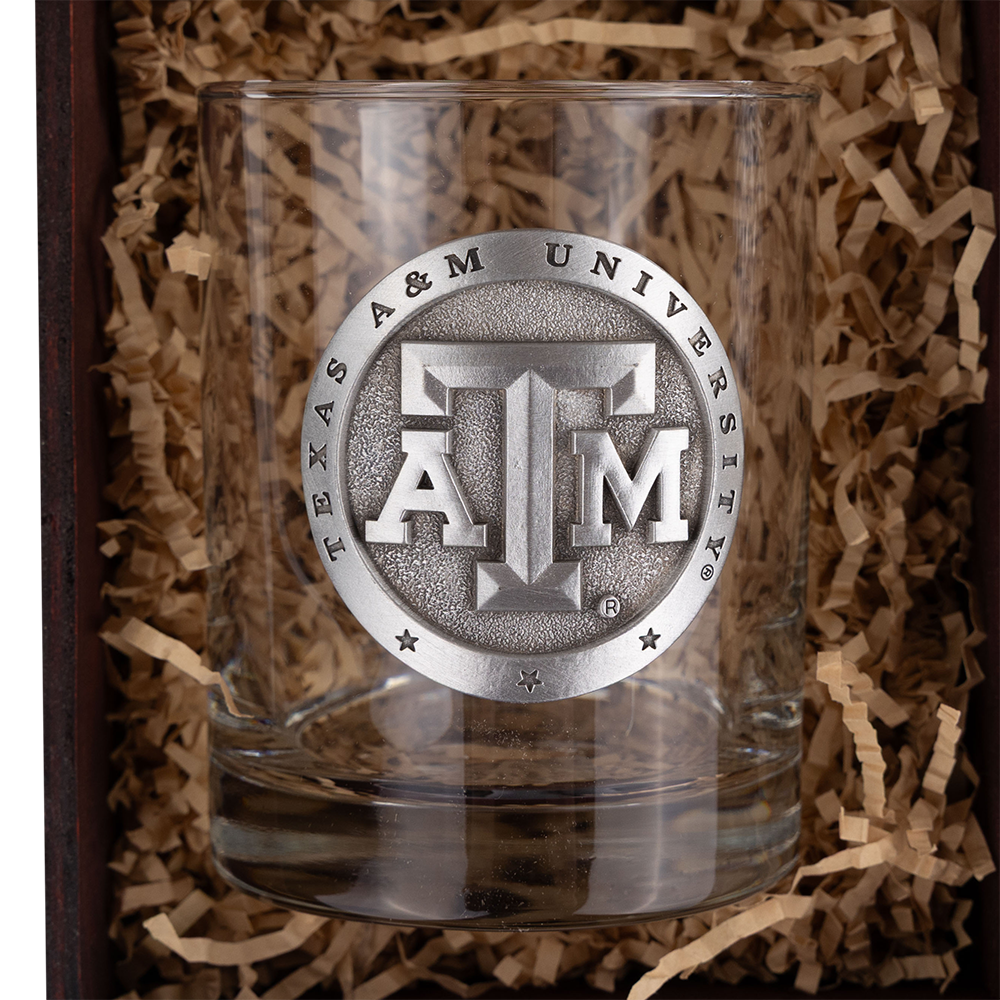 Texas A&M Heritage Decanter Chest Set of 2 Glasses